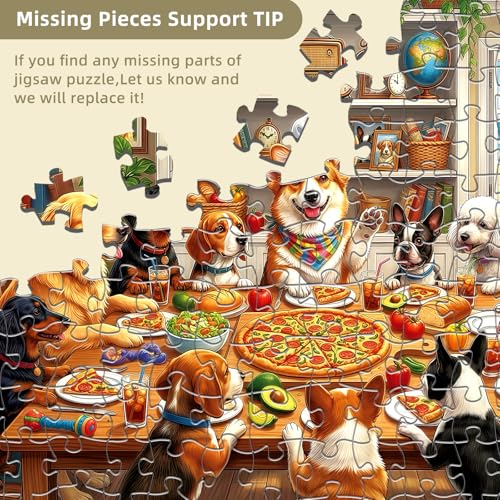 Dog Pizza Jigsaw Puzzles for Adults 1000 Pieces - color: Paws Pizza Party