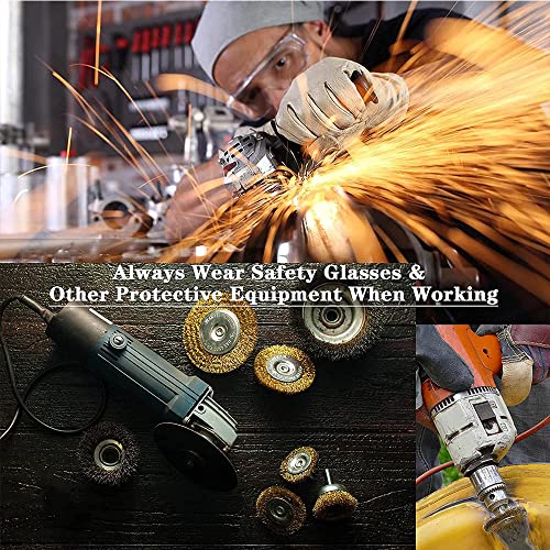 Wire Brush Wheel Cup Brush Set, 12 Pack Coarse Crimped Brass 1/4 Inch Shank Wire Wheel for Drill Attachment