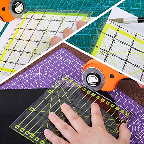 UOOU 4 Sizes Square Quilting Ruler Quilting Template Fabric Cutting Ruler - color: Green-4 Pack
