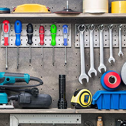 Ripeng 8 Pieces Pegboard Screwdriver Holder PegBoard Tool Holders, Silver - color: Silver
