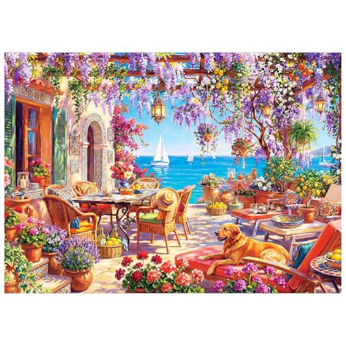 Coastal Terrace Flowers Puzzles for Adults 1000 Pieces - color: Coastal Terrace