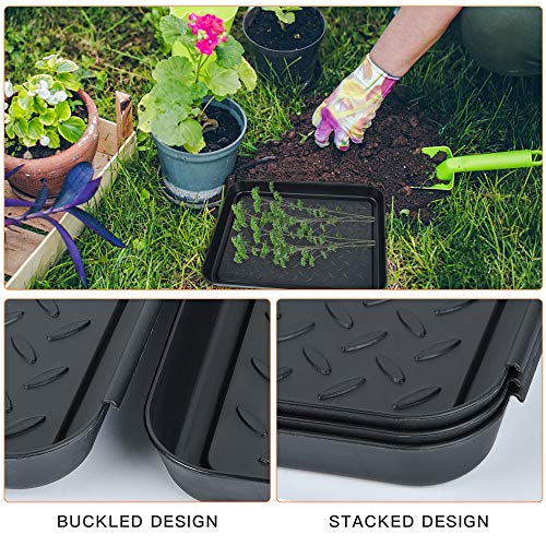 Set of 3 Square Boot Tray, Plastic Utility Shoe Mat Tray, 13.7x10.6x1inch - size: floral