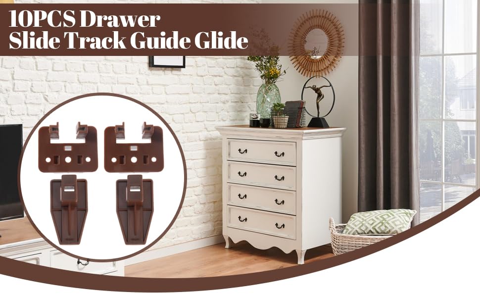 10PCS Drawer Slide Track Guide Glide for Center Mount Drawer for Dressers and for Nightstand for Kenlin for Rite-Trak 1 Drawer Systems (Please Check The Size Before Purchasing) - style: 10Pcs