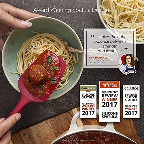 DI ORO Silicone Spoonula - Spoon Spatula, 600F Heat Resistant, Red - color: Red