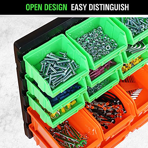 30-Bin Wall-Mounted Storage Bins, Heavy-Duty Garage Tool Organizer for Screws, Nuts, Bolts, Nails, Small Hardware Parts - Easy Installation and Customizable - color: 30-Piece Multi-Color