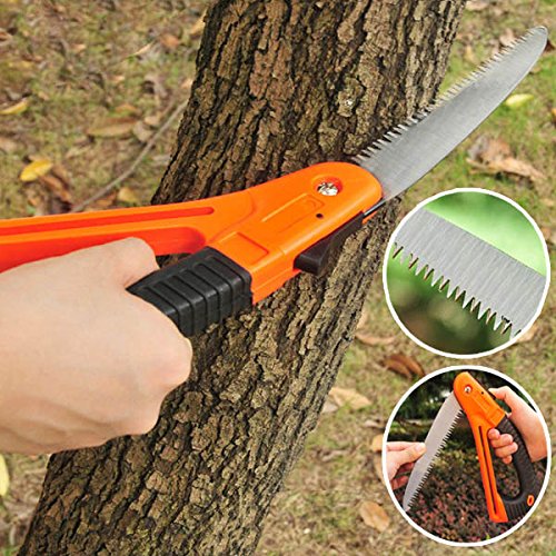 Edward Tools Harden Folding Pruning Saw with SafeGaurd Handle - 7” Hight Hardness Steel 3 Sided Razor Tooth Blade for Cutting Trees and Limbs - Saw for Camping, Hunting, Wood Clearing