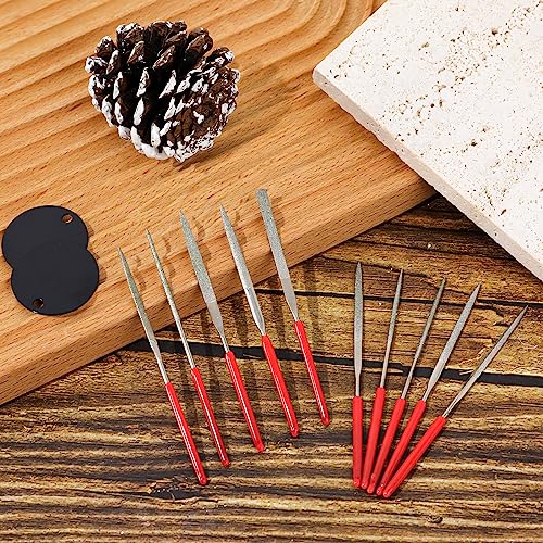 KALIONE 10Pcs Diamond Needle File Set, Model Files Mini Metal File Diamond File Set, Metal File Set Hand Tools, Miniature and Model Files, Small File Jewelry Stone Carving Tools(2x100mm)
