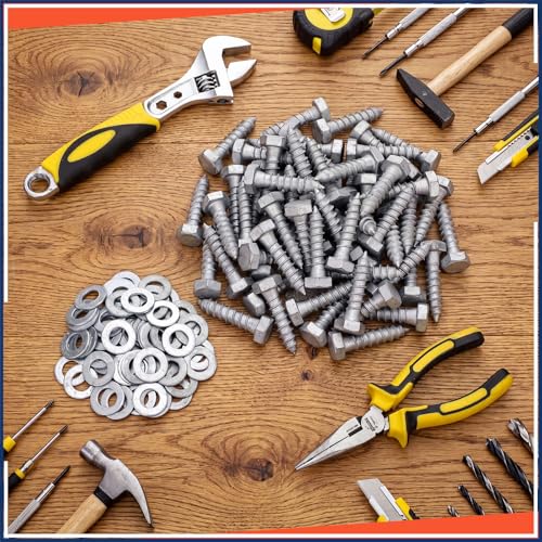 Tandefio 60 Pack 1/2'' x 2'' Lag Screw Bolts with Washer Galvanized - size: 1/2'' X 2''