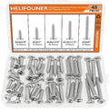 #14 x 3/4" 1" 1-1/4" 1-1/2" 2" Wood Screws Set, HELIFOUNER 48 Pieces Phillips Pan Head Self-Tapping Screws Assortment Kit, Phillips Pan Head Wood Screws, 304 Stainless Steel - size: #14