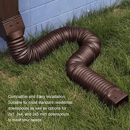plusgutter Brown 2-Pack Rain Gutter Downspout Extensions Flexible, Drain Downspout Extender,Down Spout Drain Extender, Gutter Connector Rainwater Drainage,Extendable from 21 to 68 Inches - color: Brown