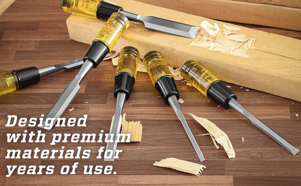 Buck Brothers 120105BC 3/4" Wood Chisel Made in USA, For Paring and Finishing Cuts in Carpentry and Woodworking, Tempered Tool Steel Blade, Mallet-Safe Handle - size: 3/4"
