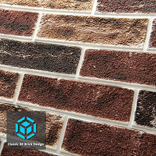 Art3d 10-Pack Durable Faux Brick Peel and Stick 3D Wall Panels, Red Brown - color: Red brown, size: 10pcs-27x27inch