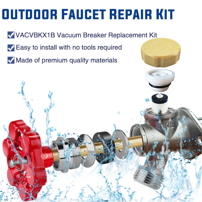 Universal Outdoor Faucet Repair Kit, Anti-Siphon Frostproof Faucet Valve Hose Faucet Fitting Repair Kit for VACVBKX1B Vacuum Breaker, Metal Handle - style: 1 Set Outdoor Faucet Repair Kit