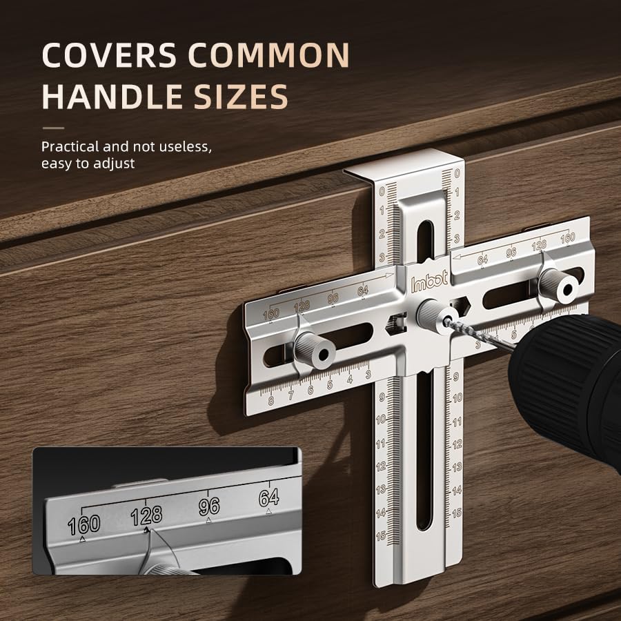 Imbot Cabinet Handle Jig, Drawer Pull Knob Template, Cabinet Hardware Jig - color: Stainless Steel