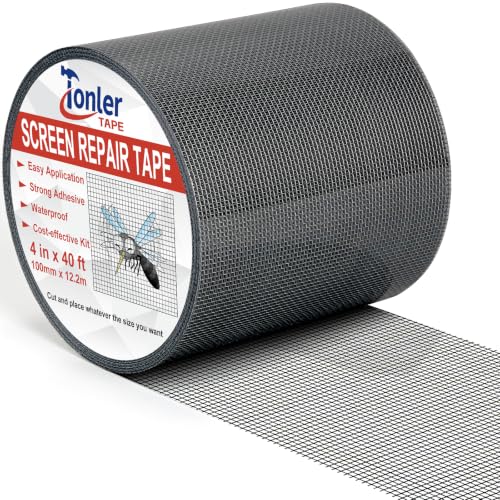 Black Window Screen Repair Tape 4" x 40FT Fiberglass Strong Adhesive - color: Black, size: 4in×40ft