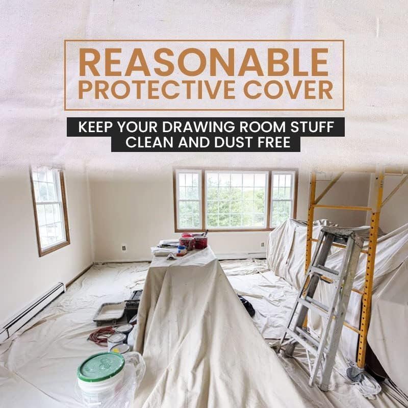 ZUPERIA Canvas Drop Cloth (Size 6 x 9 Feet - Pack of 2) - Pure Cotton Painters Drop Cloth for Painting, Furniture & Floor Protection - All Purpose Thick Canvas tarp with Double Stitched Edges - size: 6' x 9' Feet - Pack of 2