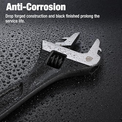 WORKPRO 2-Piece Adjustable Wrench Set, 6" & 10", Cr-V Steel, Black Oxide - color: Black, size: 6 & 10 inch