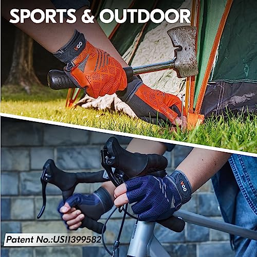 Vgo... NGG X1 Seamless Utility Gloves, Half Finger Mechanic Synthetic Leather Gloves,Knuckle Impacted Work Gloves - color: Dark Blue, size: Large(1 Pair)