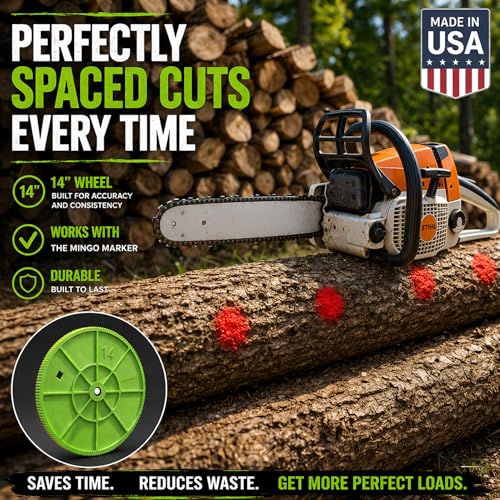 THE MINGO Marker Firewood Marking Wheel -Chainsaw Firewood Measuring Tool Marking - Measuring Marker - Mingo Marker Firewood Cutting Tools - Firewood Logging Tools (14" Marking Wheel) - size: 14" Marking Wheel