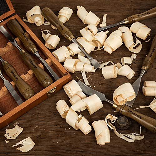 12-Piece Wood Carving Chisel Tools Set, Sharp CR-V Steel Blades - size: 12-Piece Carving Chisel