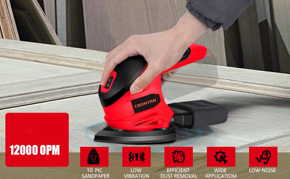 Cordless Detail Sander Compatible with Milwaukee 18V Battery (Tool Only), 12,000 OPM, 10Pcs Sandpapers, Dust Bag for Woodworking, Tight Spaces Sanding, Polishing, Removing Paint (No Battery)