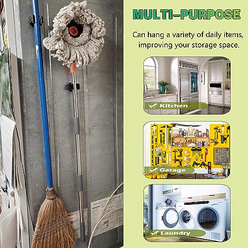 ULIBERMAGNET Magnetic Mop Broom Holder,Heavy Duty Movable Magnetic Broom Holder Rack,Anti-slip Wall Mounted Utility Storage Mop Shovel Gripper Hanger for Garage, Kitchen, Laundry, Garden(2 Pack/Black) - style: 12LB 2PCS Magnetic Mop Holder