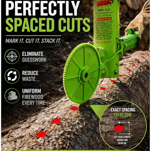 THE MINGO Marker Firewood Marking Wheel -Chainsaw Firewood Measuring Tool Marking - Measuring Marker - Mingo Marker Firewood Cutting Tools - Firewood Logging Tools (14" Marking Wheel) - size: 14" Marking Wheel