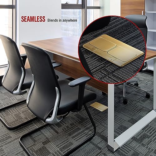 ENERLITES Dual Pop-Up Floor Box Kit 8.68“ x 4.75” with 20A Outlet, Brass - color: Brass 8.68 X 4.75 in