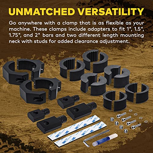 LAMPHUS Light Bar Mount Clamp Bracket for ATV UTV 1-2in 360-Degree Bull Bar | 2pc, 1 1.5 1.75 2 Inch, 360-Degree, Aluminum, Roll Cage Clamps, Off-Road Light Bar Mount - size: 2-Pack (Standard)