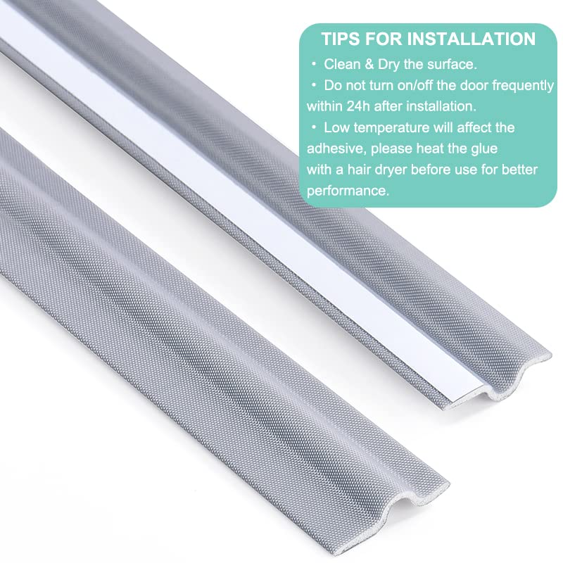 2 Pcs Draft Stopper Sweep, MOPMS Door Weatherproofing Stripping, Window Seal Strip Self-Adhesive Soundproof Seal Strip Cuttable Window Weather Stripping, Length 13.12Ft (2 Pcs x 6.56Ft) - color: Gray, size: 13.12 ft (2 pcs)