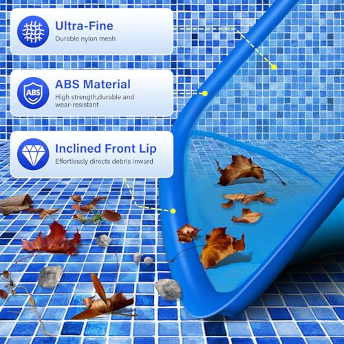 Pool Cleaning Kit 12.5 in Pool Brush Head,Skimmer Net 76.5 in Aluminum Pole