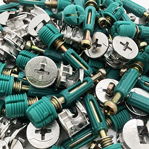 50 Set 3-in-1 Furniture Connecting Hardware Cam Lock Fasteners Kit,Cam Fitting Pre-Inserted Nut and Eccentric Wheel with Dowels Cam Locks for Furniture Crib Cabinet Drawer Wardrobe Splicing