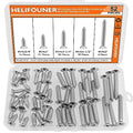 #14 x 3/4" 1" 1-1/4" 1-1/2" 2" Wood Screws Set, HELIFOUNER 52 Pieces Phillips Countersunk Head Self-Tapping Screws Assortment Kit, Phillips Flat Head Wood Screws, 304 Stainless Steel - size: #14