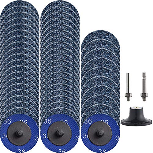 Miroku 50Pcs P36 2-inch Quick Change Discs Set, Zirconia Sanding Discs with 1/4" Holder, for Die Grinder Surface Prep Strip Grind Polish Finish Burr Rust Paint Removal - style: P36