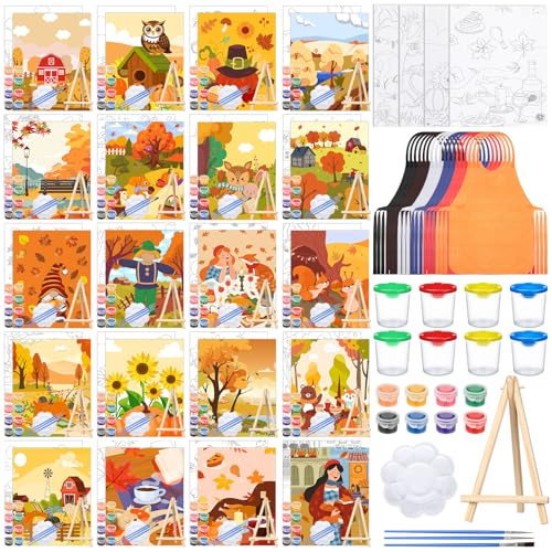 Sherr 140 Pcs 20 Set Pre Drawn Canvas Painting Kit, Autumn - style: Autumn