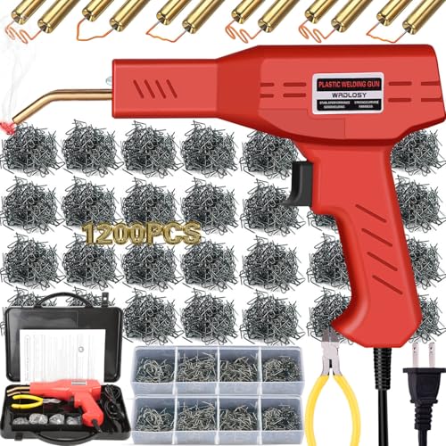 Plastic Welder Kit, 1200PCS Staples, Hot Stapler for Bumper Repair - color: Red