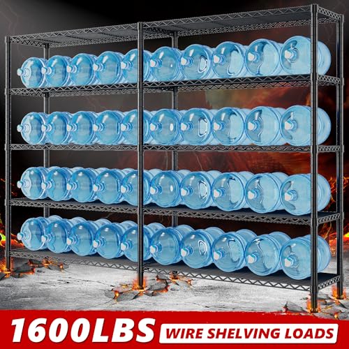 REIBII 72.8" W Storage Shelves Load 1600LBS, 5 Tier Metal Shelving Unit - size: 17.7" D x 72.8" W x 70.9" H
