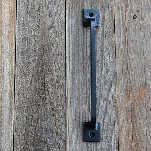 CRAFTSMAN ROAD Black Cast Iron Pull Handles 9 inch (Squared Base, Set of 2) - Cabinet Door Handles, Gate Handle Pull, Barn Door Hardware, Grab Handles - size: 9 Inch