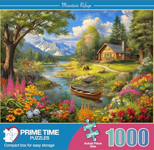 Adult Jigsaw Puzzle Log Cabin Mountain Lake - color: Mountain Refuge
