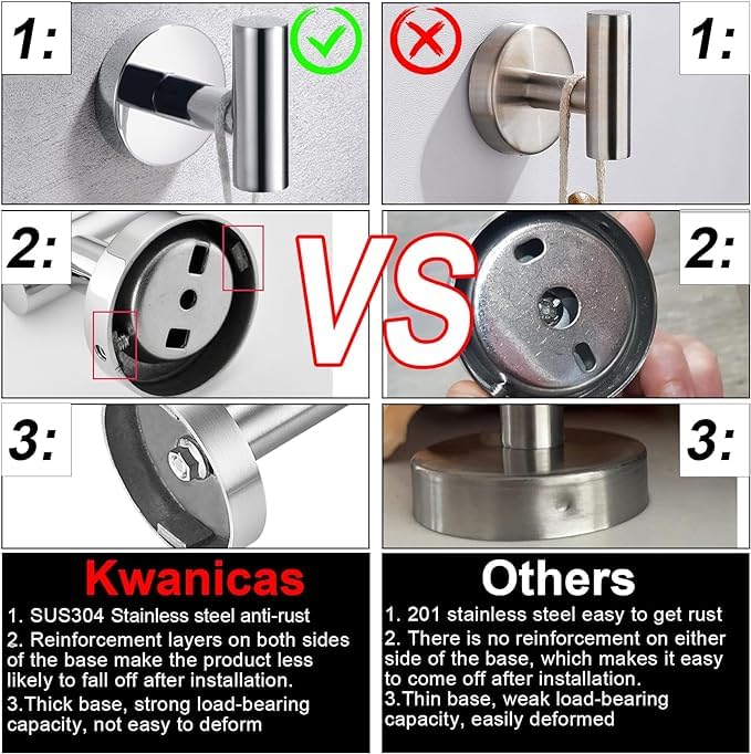 12 Pieces Polished Chrome Bathroom Hardware Accessories Set Hand Towel Ring 16&23.6 inch Round Towel Bar Toilet Paper Holder Towel Hooks 4 Pieces SUS 304 Stainless Steel,Heavy Duty,Wall Mounted - color: Polished Chrome, size: 12 piece 24"