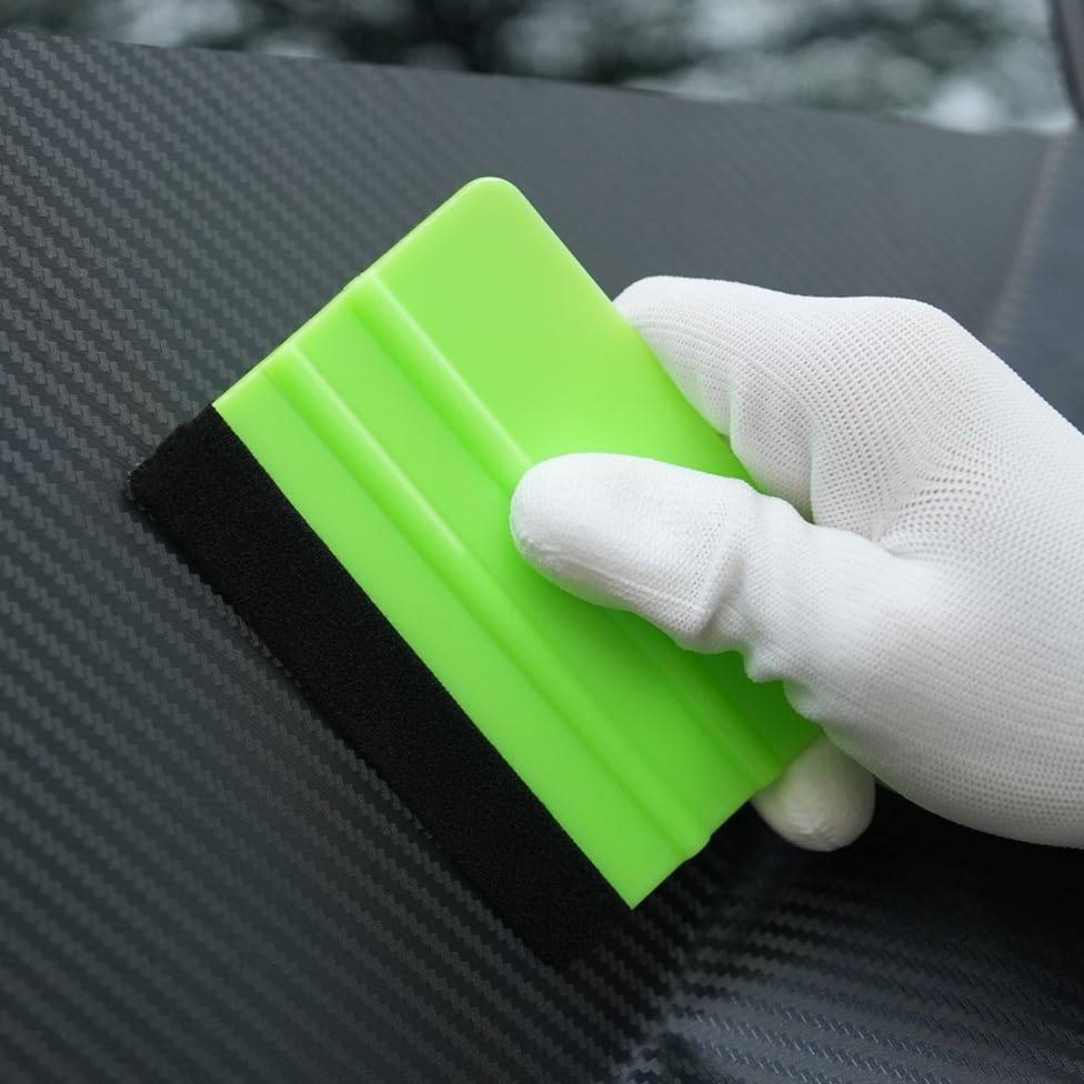 2-Pack Felt Edge Squeegee Tool for Vinyl Wrap & Wallpaper Smoothing, Plastic Scraper with Replacement Fabric Felts, Anti-Scratch Applicator for Car Window Tint, Glass Film & Craft Decals - color: Green