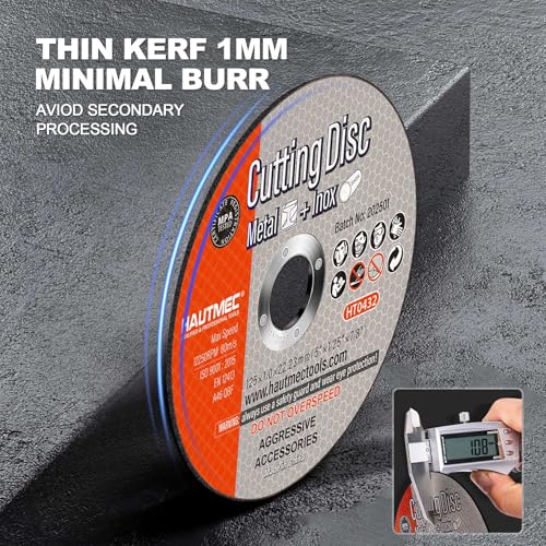 HAUTMEC 20 Pack Cut Off Wheels 5" x .04" x 7/8", Metal Cutting Discs for Angle Grinder, Ultra-Thin Aluminum Oxide Abrasive Cut-Off Wheel for Steel, Stainless Steel & Metal, MPA Certified (HT0432) - size: 5" x .04" x 7/8" (20 pcs)