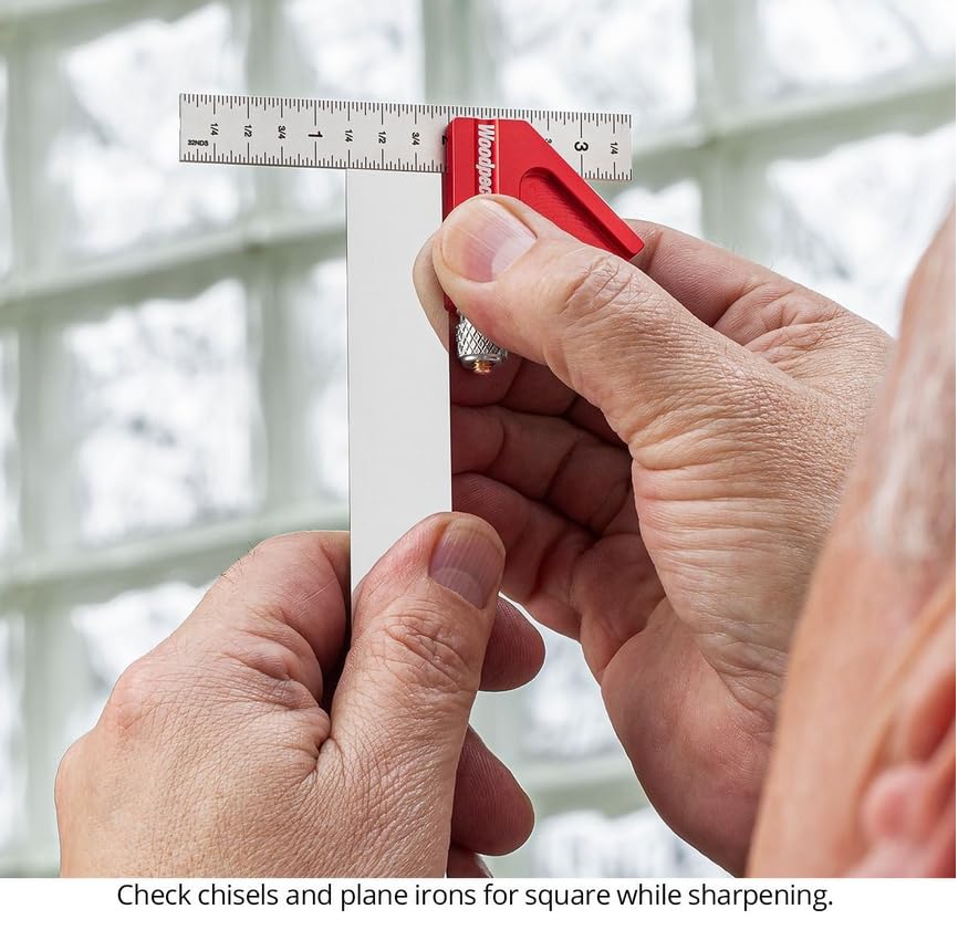 Woodpeckers Mini Combination Square, Check Square and 45° in Tight Joinery with 1/2" and 1/4" Blades, Made in USA - MNCSQ-AL