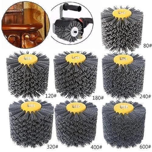SIGNI New Abrasive Wire Drawing Wheel Drum Burnishing Polishing Brush for Wooden Furniture Floor Polishing 120X100mm 180 Grit 1pack - size: 180 Grit, Black