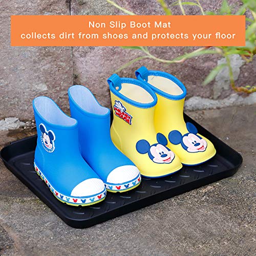 Set of 3 Square Boot Tray, Akamino Plastic Utility Shoe Mat Tray for Entryway Indoor and Outdoor Use in All Seasons, 13.7x10.6x1inch,Black (Pack of 2) - size: floral (Pack of 2)