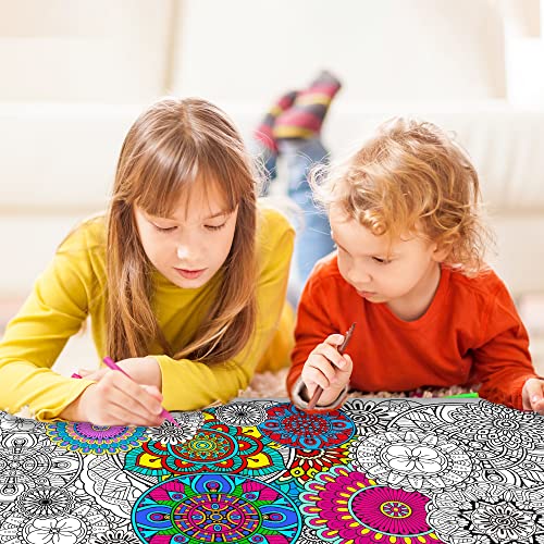 Dvbonike Jumbo Mandala Coloring Poster Giant Circular Flower DIY Paper - style: Circular Flower