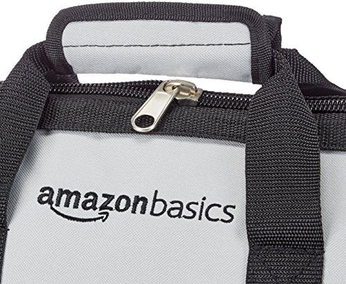Amazon Basics Durable Wear-Resistant Tool Storage Bag with Adjustable Shoulder Strap,Portable Tool Organizer,16 in,Black & Grey,(Pack of 8) - size: Large Standard Bag (Pack of 8)