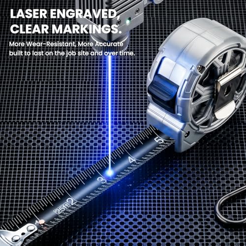 25FT Tape Measure – High Precision Stainless Steel Retractable Measuring Tape, Rustproof & Dust-Proof, for Construction, Carpentry, Framing, Flooring, Plumbing, Electrical