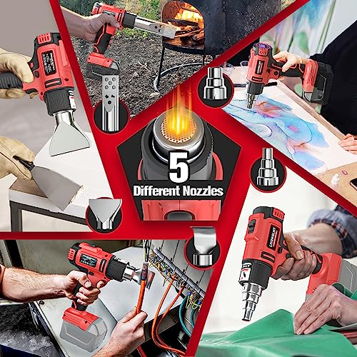 Heat Gun Compatible with Milwaukee 18V Battery (Tool Only) - color: Red, size: HeatPro LCD 550