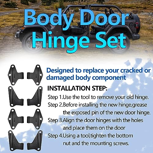 Body Door Hinge Compatible with Wrangl-er JK JKU Unlimited 2007-2018 Interior Door Hinges Compatible with JK 8 Pcs - size: 4 Door Interior Hinges